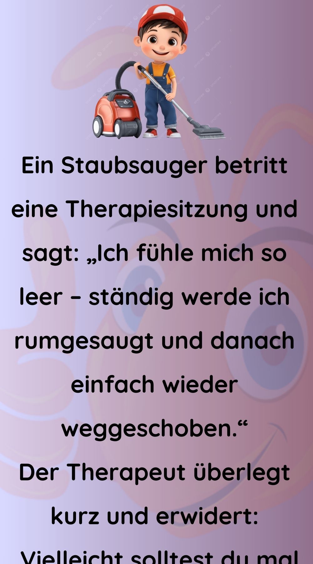 Ein Staubsauger betritt eine Therapiesitzung