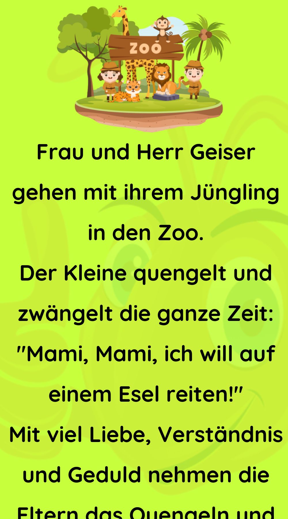 Geiser gehen mit ihrem Jüngling in den Zoo