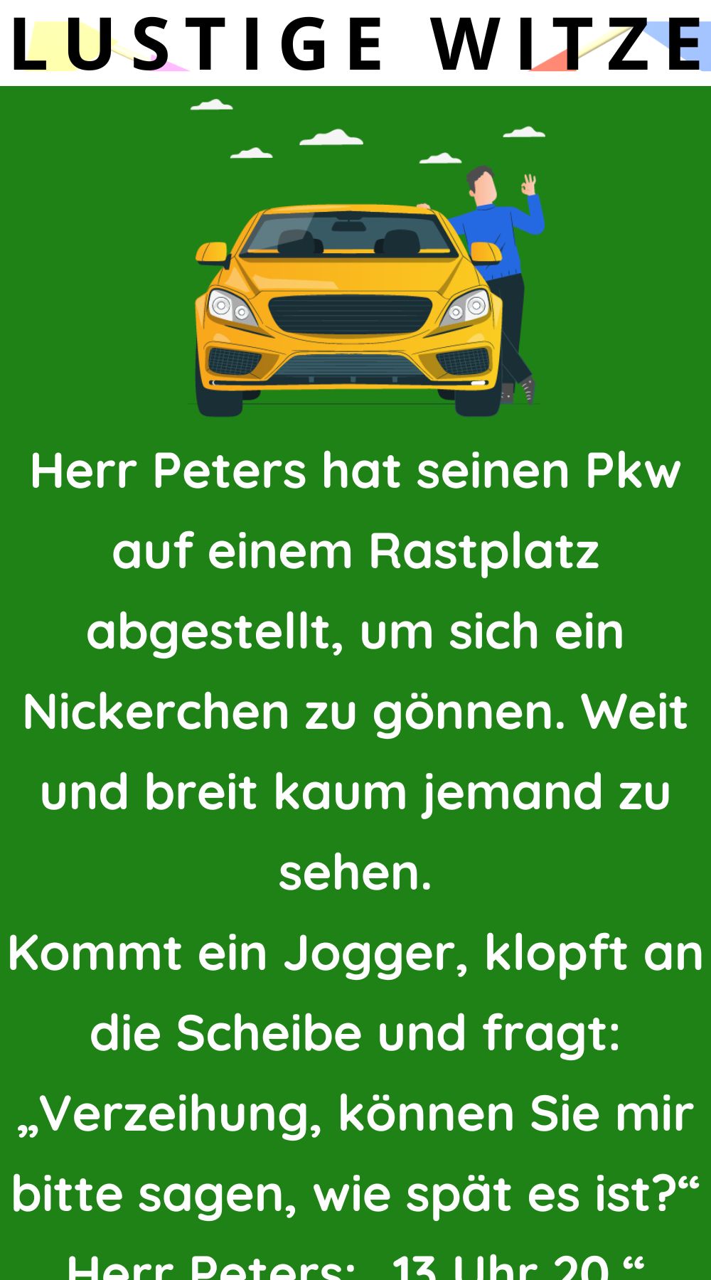 Herr Peters hat seinen Pkw auf einem