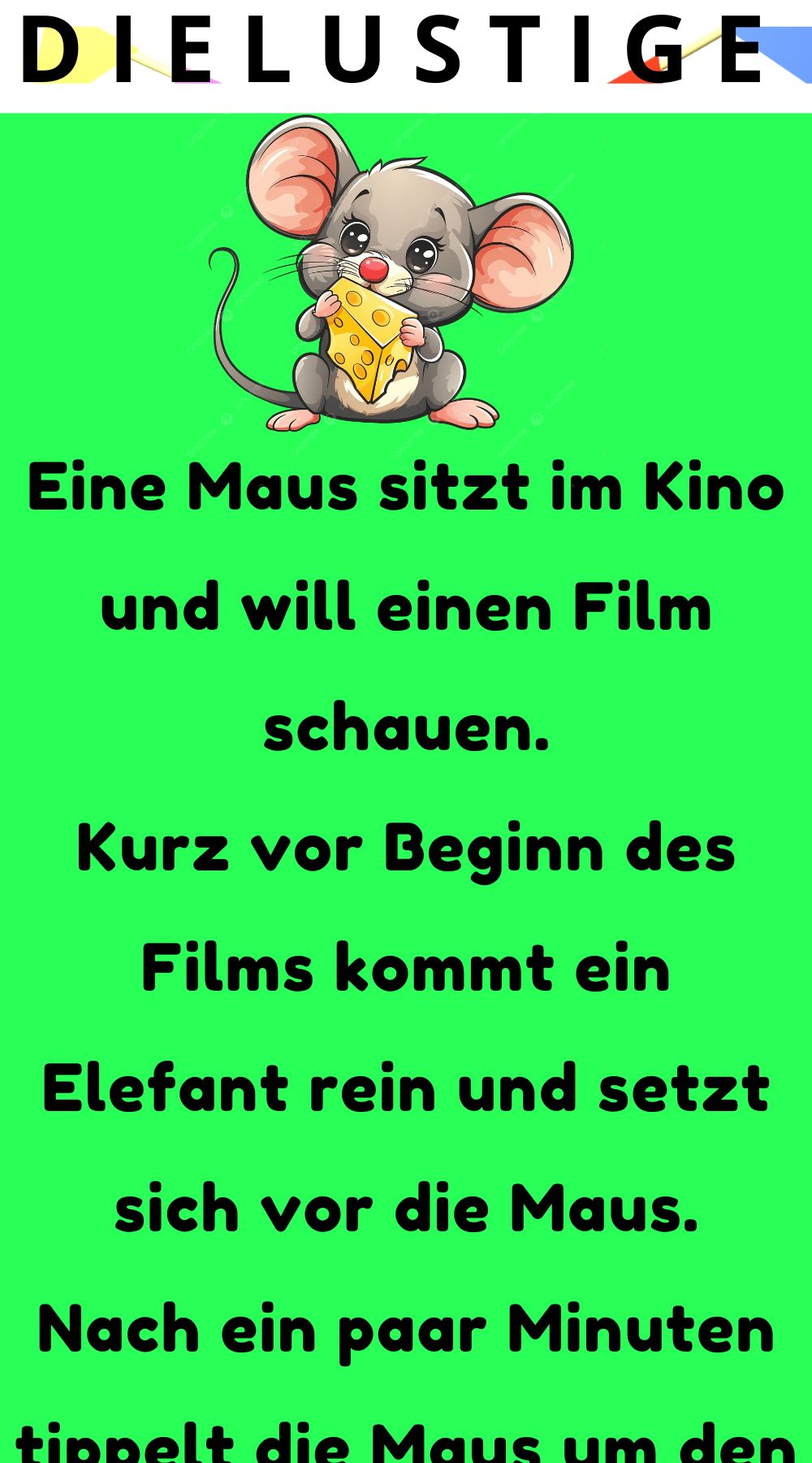 Eine Maus sitzt im Kino und will einen Film schauen